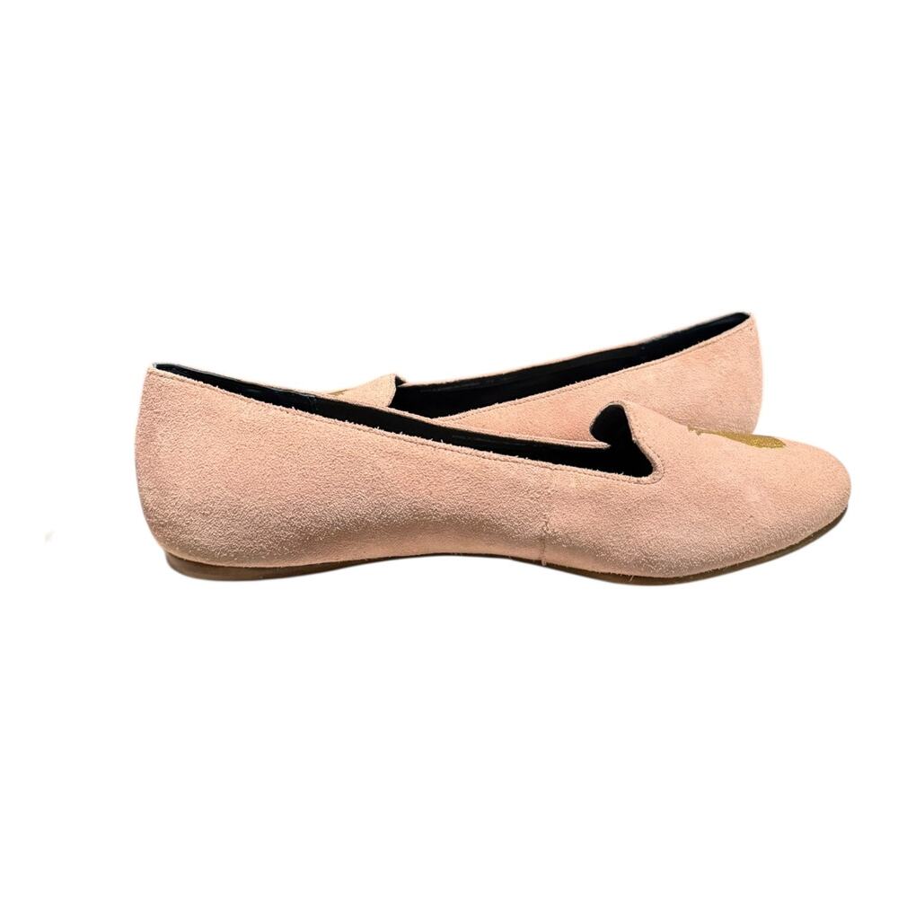 Jack Rogers ANICE Gold Pineapple Suede Flat Pink Blush Embroidered Shoes Size 9 - Picture 8 of 9